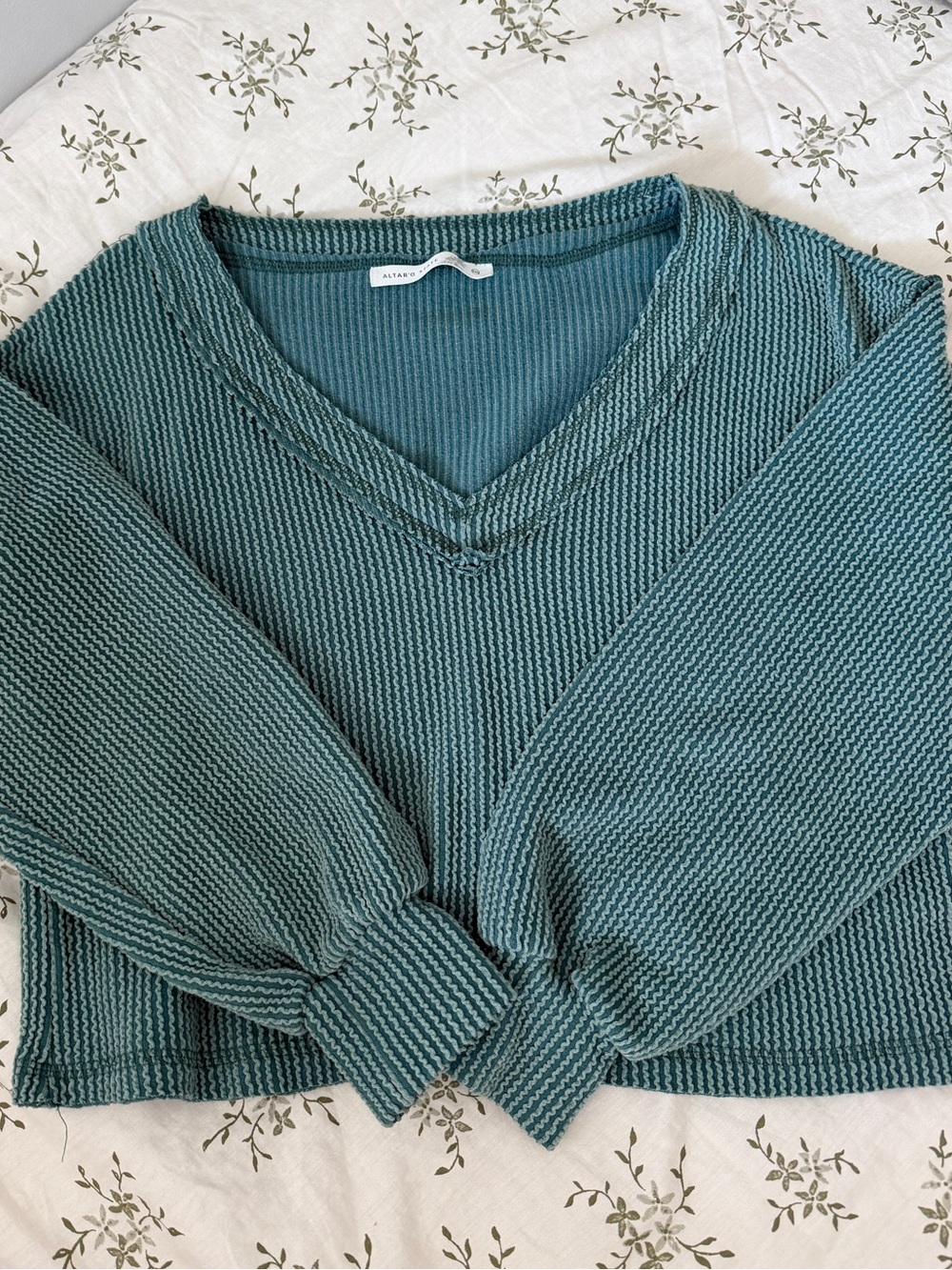 Altar’d State Teal V-Neck Knit Sweater